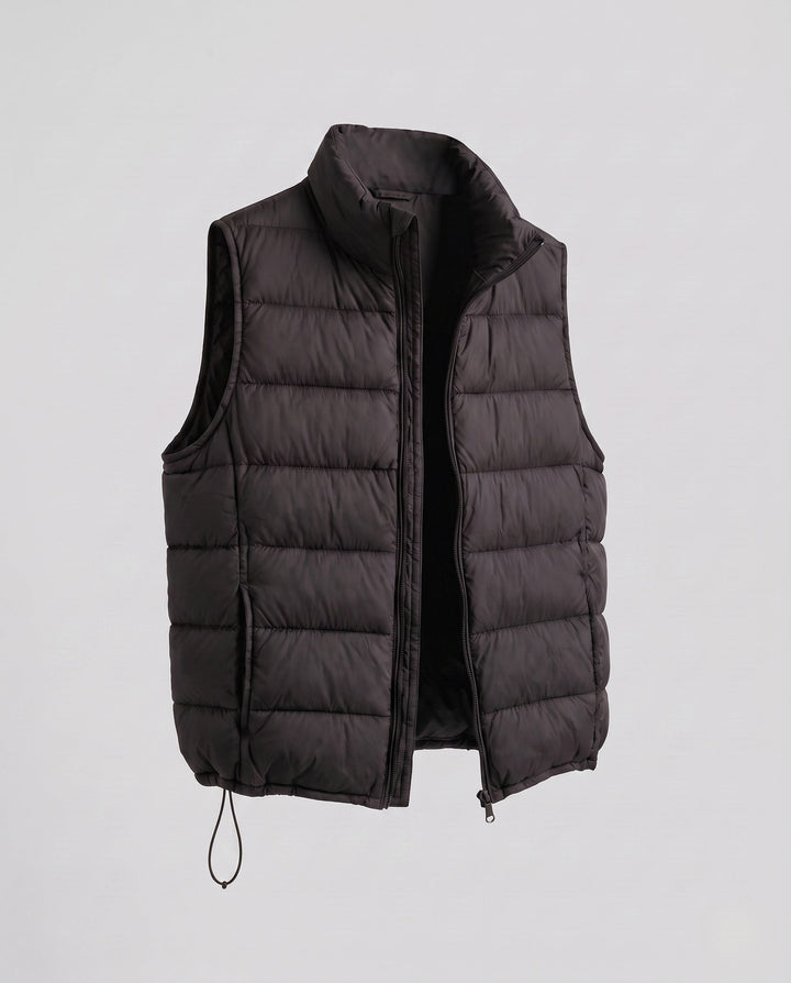 Dam Ultra-Lätt Quiltad Down Imitation Väst med Hög Stå Krage och Justerbar Drawstring Nederkant