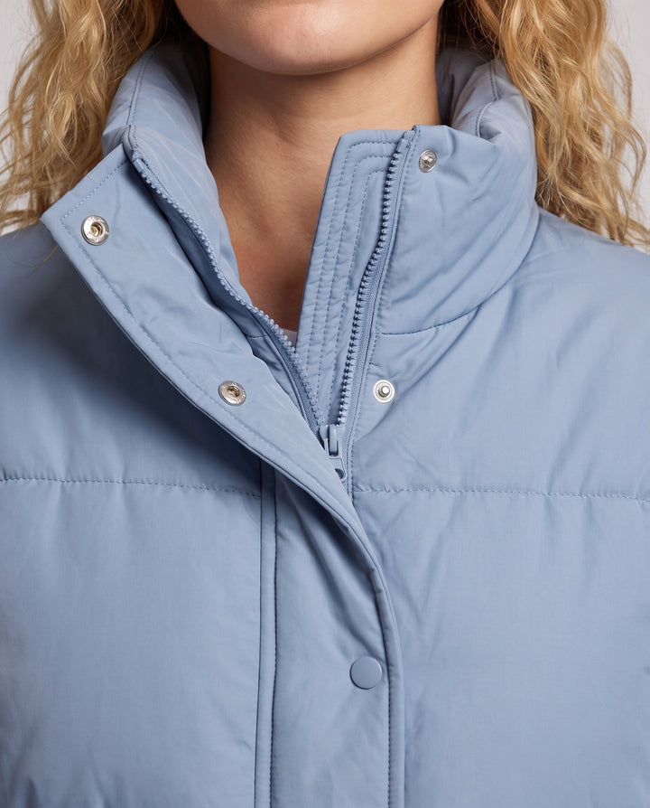 Dam Urban Boxig Puffer med Double-Layer Huva och Dold Tryckknapp Knapp Knäppning