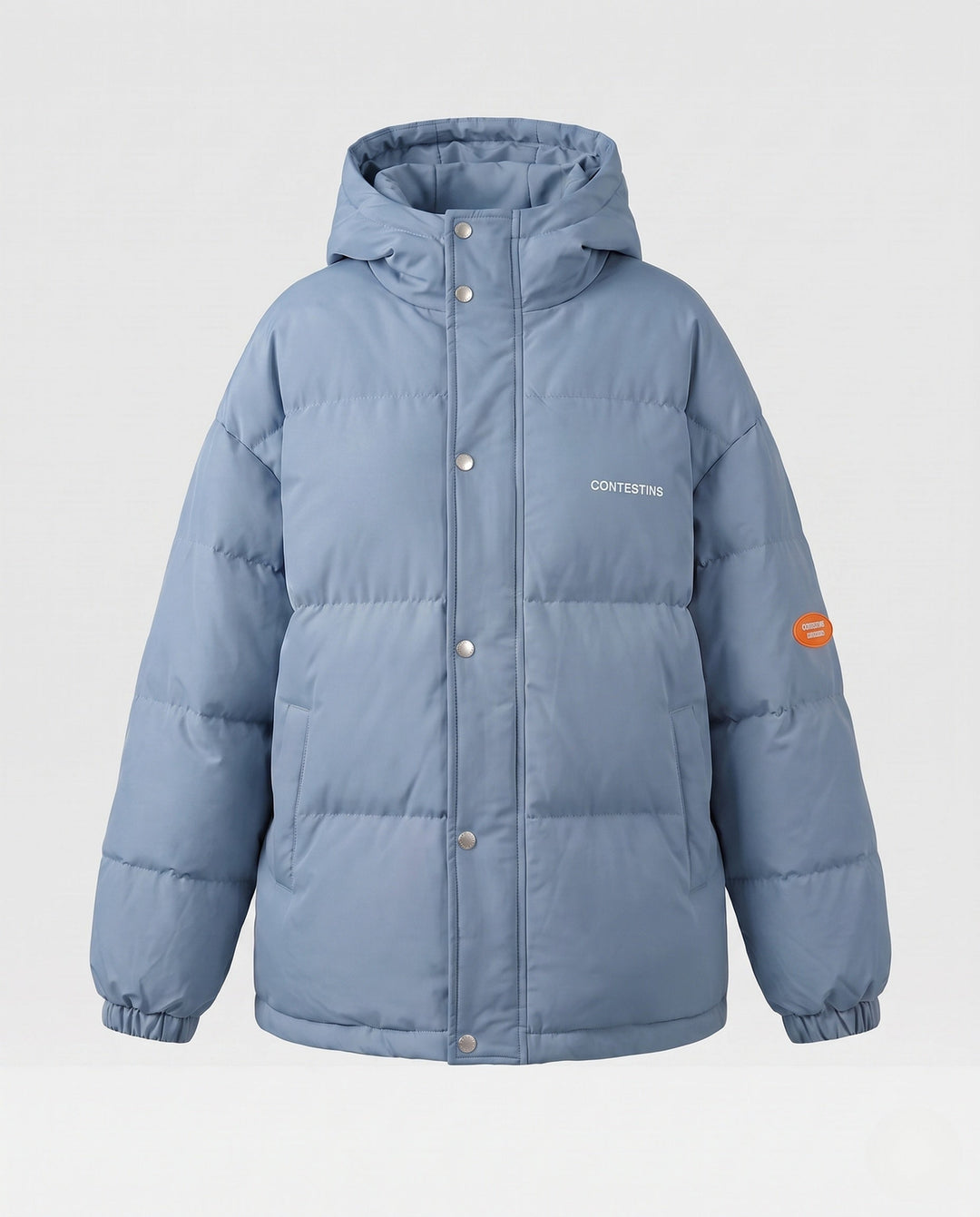 Dam Urban Boxig Puffer med Double-Layer Huva och Dold Tryckknapp Knapp Knäppning