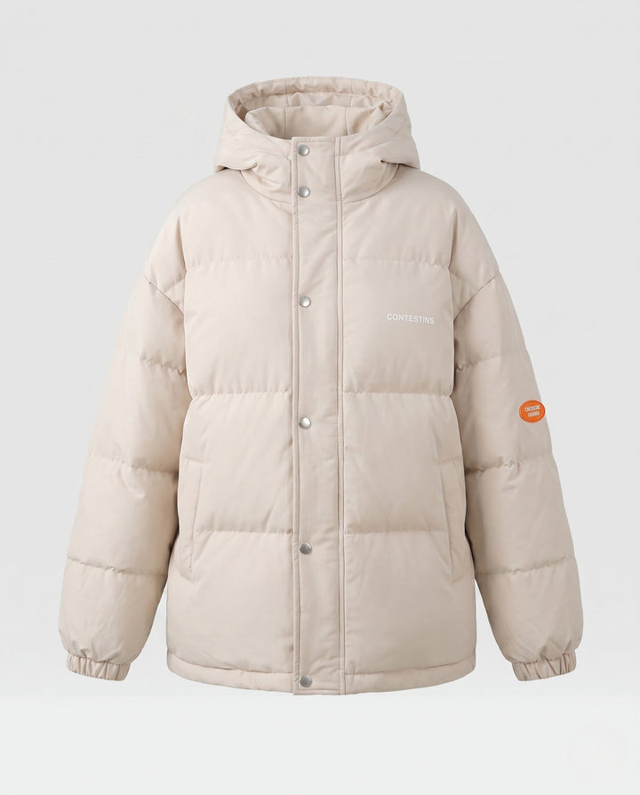 Dam Urban Boxig Puffer med Double-Layer Huva och Dold Tryckknapp Knapp Knäppning