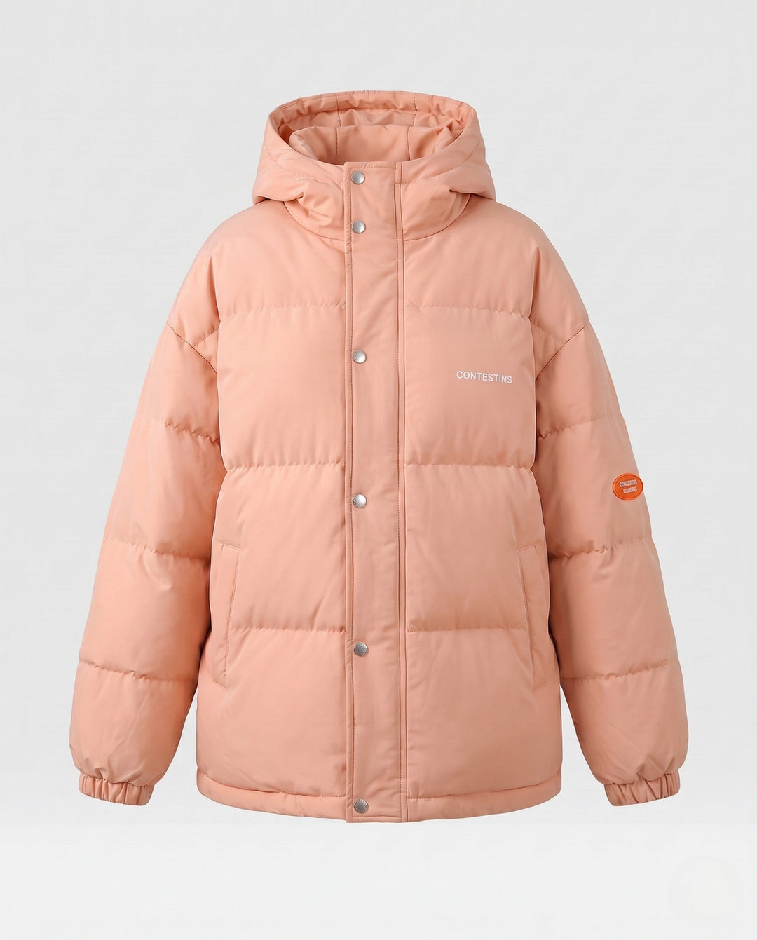 Dam Urban Boxig Puffer med Double-Layer Huva och Dold Tryckknapp Knapp Knäppning