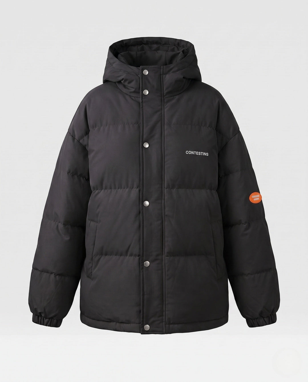 Dam Urban Boxig Puffer med Double-Layer Huva och Dold Tryckknapp Knapp Knäppning
