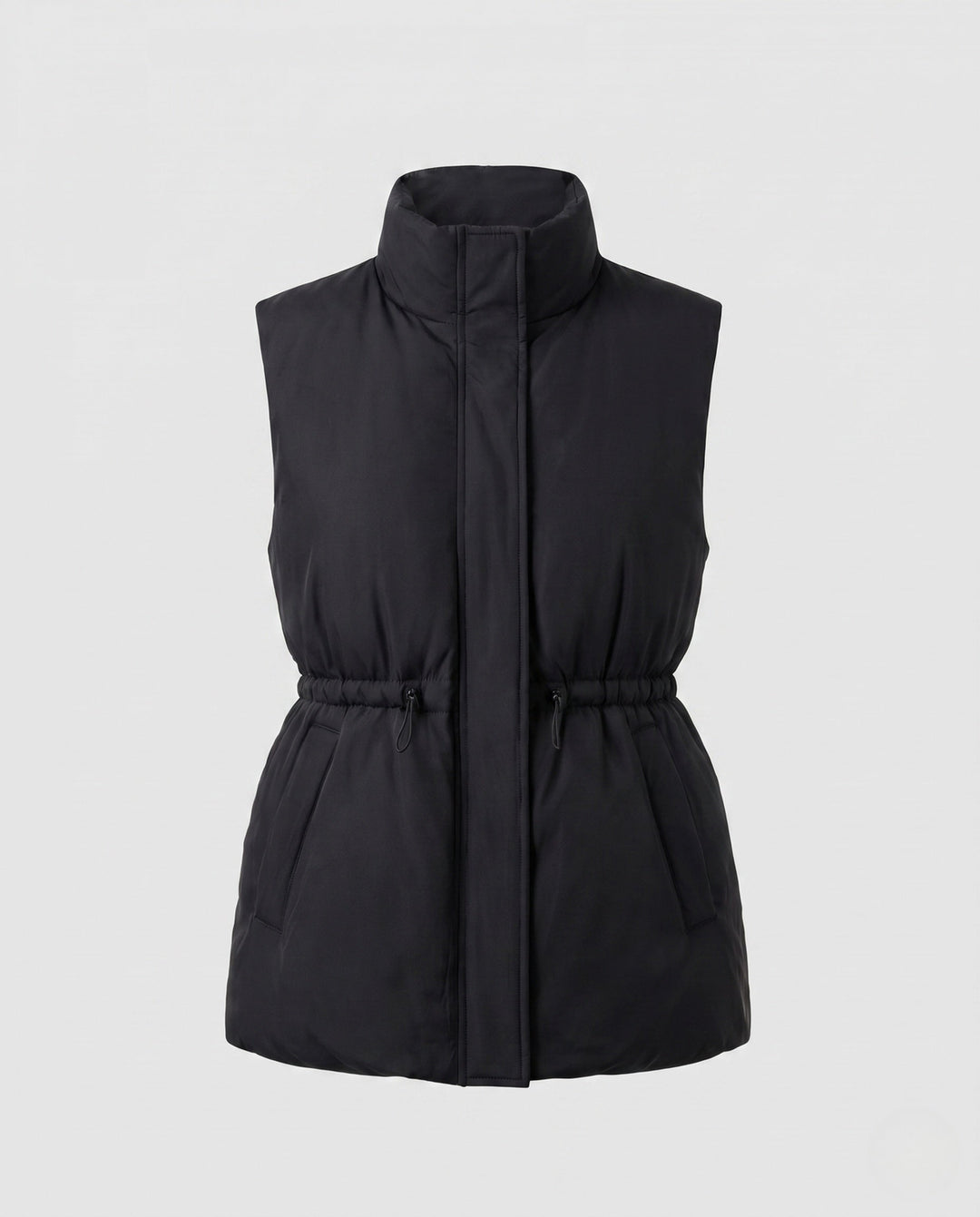 Dam Nano Vadderad Lång Väst med Huva, Drawstring Waist och Two-Way Dragkedja