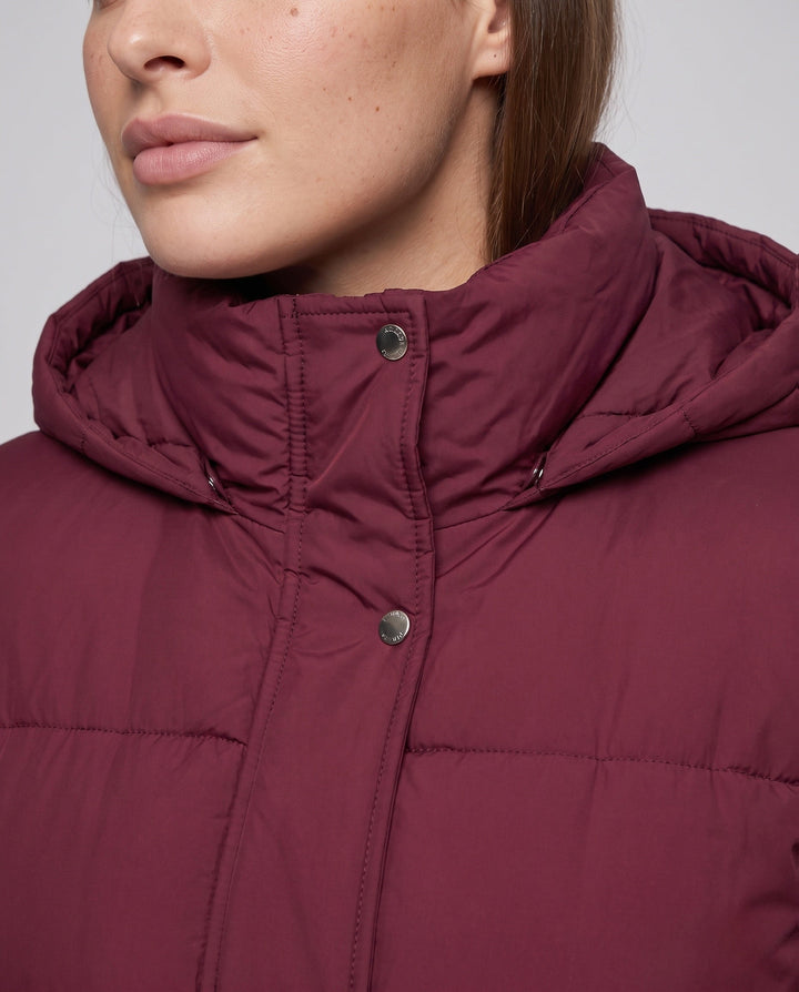 Dam Vadderad med Huva Parka i Boxig Skärning med Tapered Drawstring