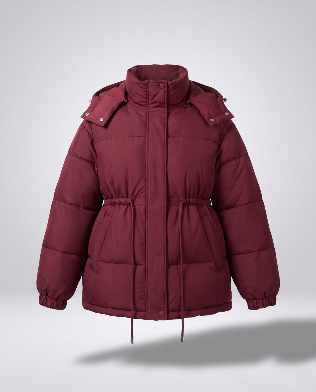 Dam Vadderad med Huva Parka i Boxig Skärning med Tapered Drawstring