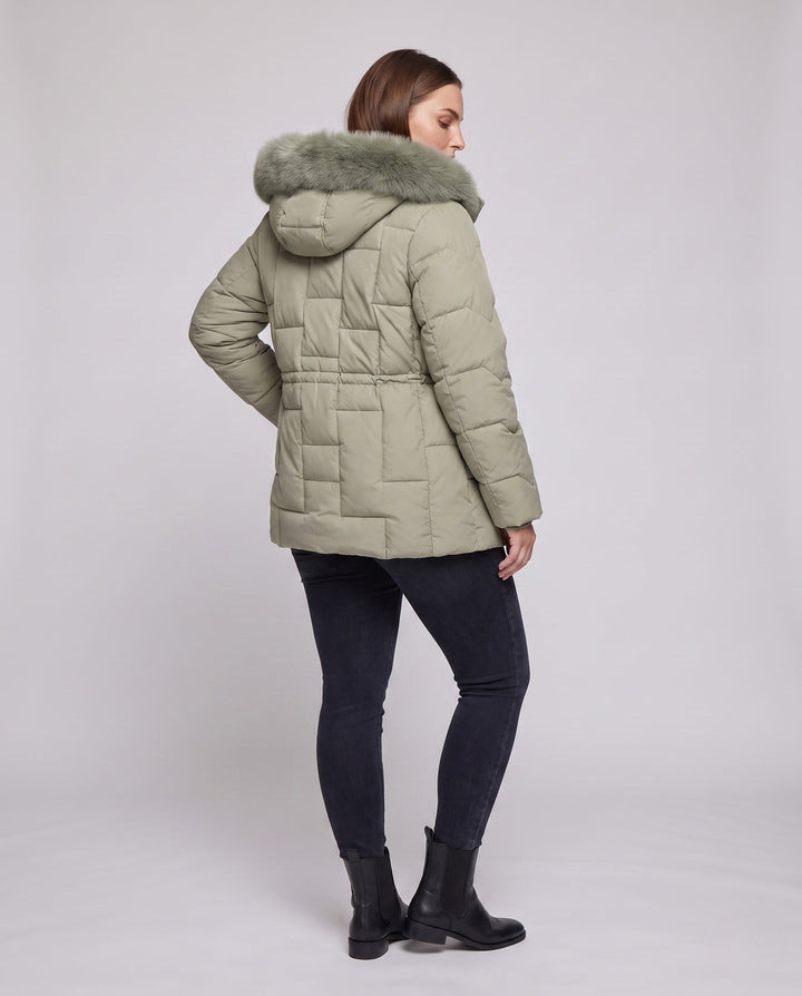 Dam Nano Vadderad Parka med Avtagbar Faux Fur Kant, Justerbar Drawstring At Waist och Termisk Insulation Padding