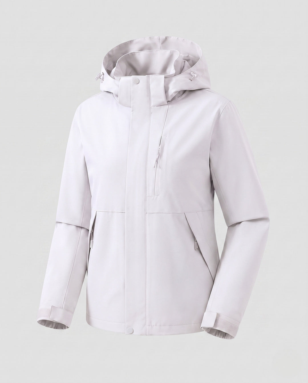 Dam Lätt Softshell med Huva Jacka med Dold Front Knäppning och Justerbar Velcro Muddar