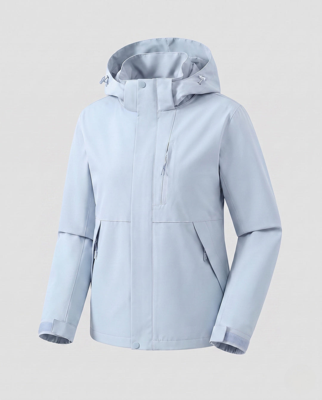 Dam Lätt Softshell med Huva Jacka med Dold Front Knäppning och Justerbar Velcro Muddar