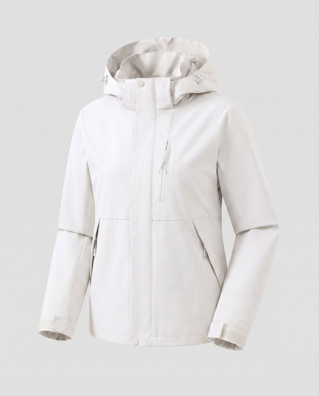 Dam Lätt Softshell med Huva Jacka med Dold Front Knäppning och Justerbar Velcro Muddar