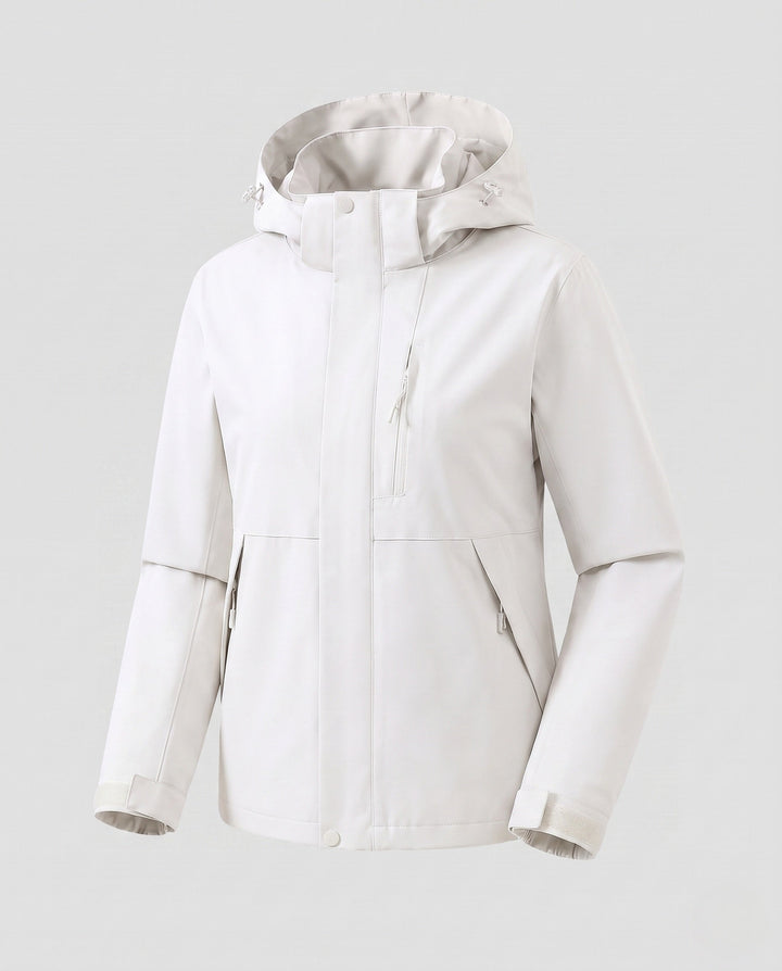 Dam Lätt Softshell med Huva Jacka med Dold Front Knäppning och Justerbar Velcro Muddar