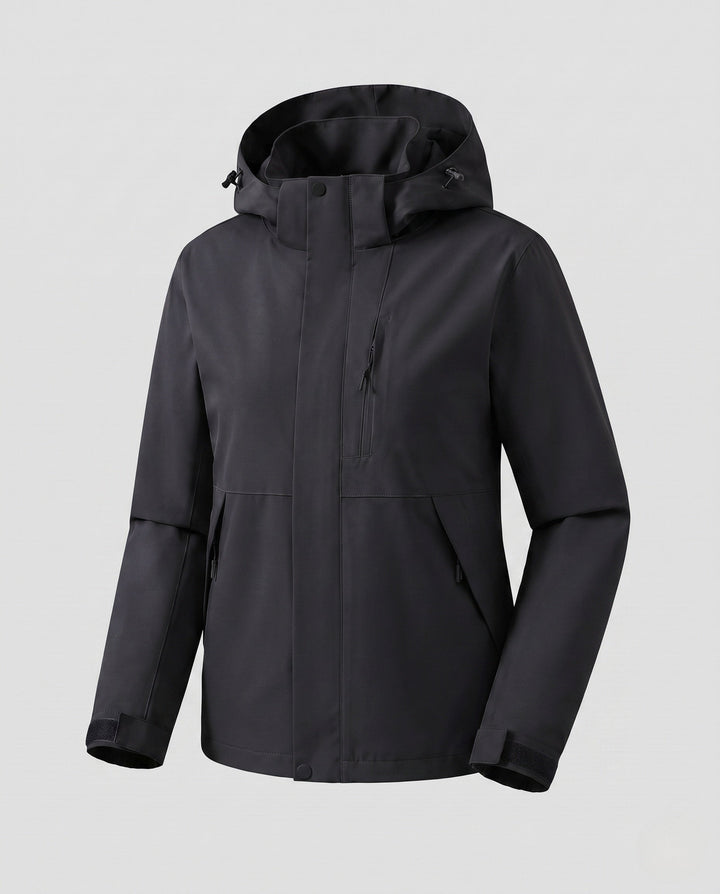 Dam Lätt Softshell med Huva Jacka med Dold Front Knäppning och Justerbar Velcro Muddar