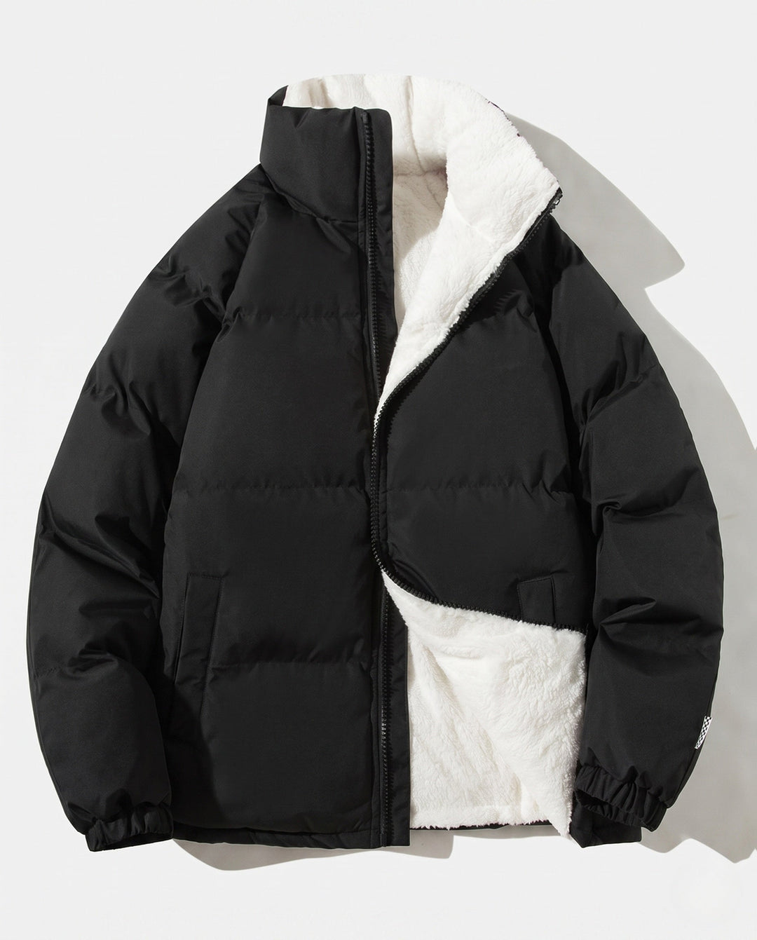 Dam Oversize Termisk Vadderad Jacka med Teddy Foder, Hög Komfort Krage och Elastic Muddar