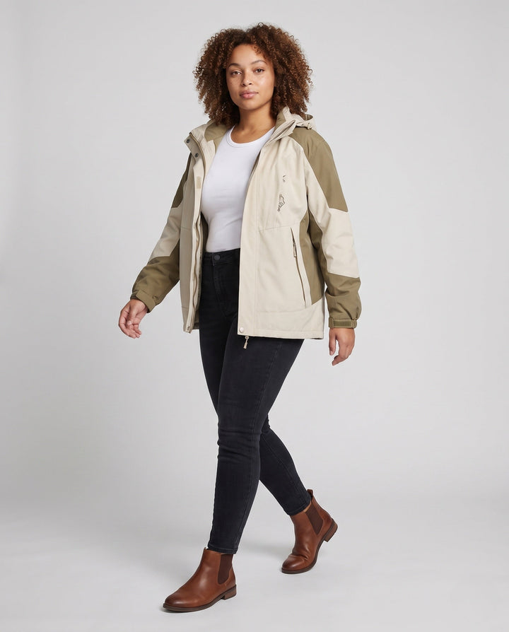 Dam Two-Layer Softshelljacka med Mjuk Fleece Foder, Justerbar Huva, och Raglan Ärmar