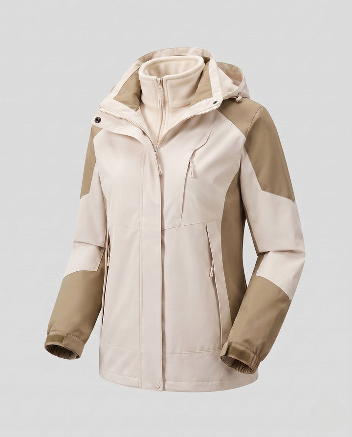 Dam Two-Layer Softshelljacka med Mjuk Fleece Foder, Justerbar Huva, och Raglan Ärmar