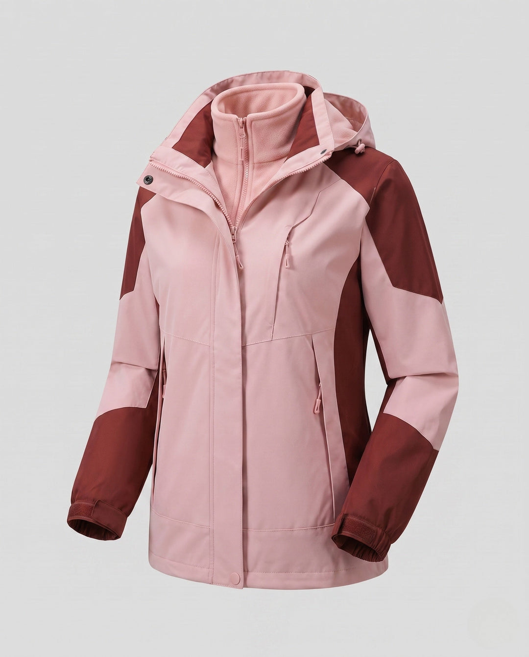 Dam Two-Layer Softshelljacka med Mjuk Fleece Foder, Justerbar Huva, och Raglan Ärmar