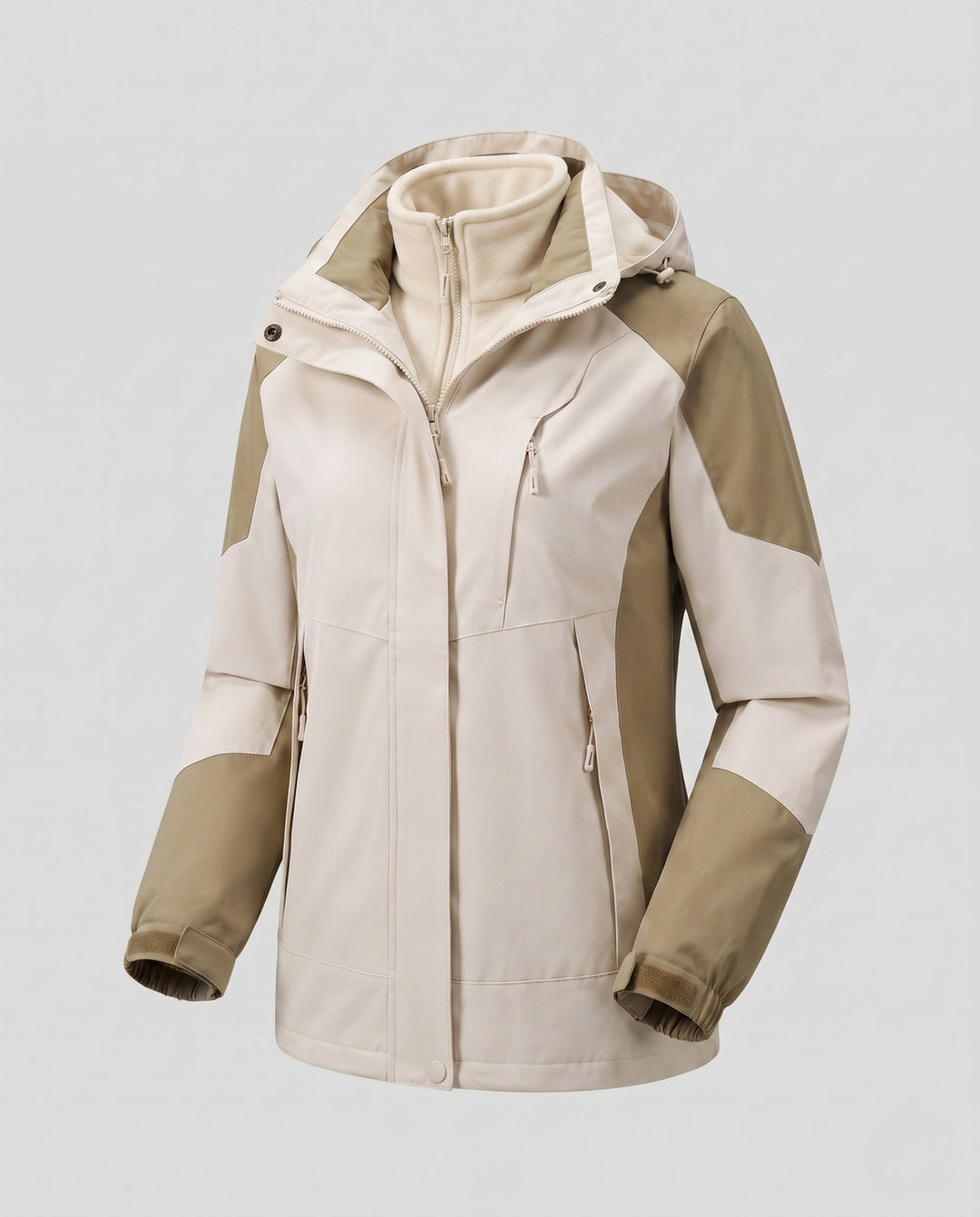 Dam Two-Layer Softshelljacka med Mjuk Fleece Foder, Justerbar Huva, och Raglan Ärmar