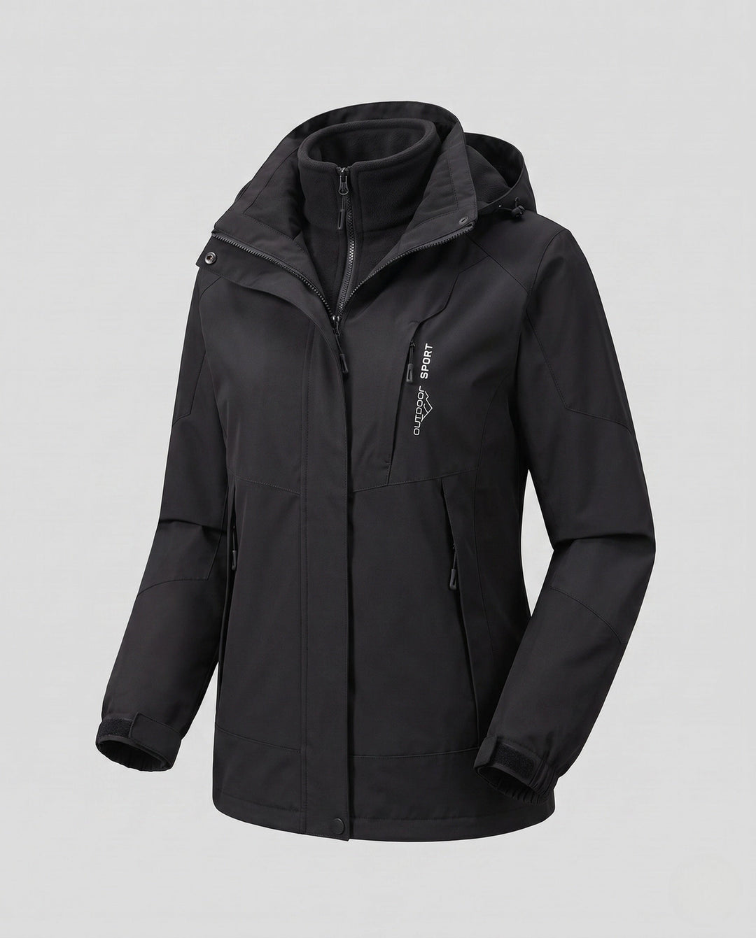 Dam Two-Layer Softshelljacka med Mjuk Fleece Foder, Justerbar Huva, och Raglan Ärmar