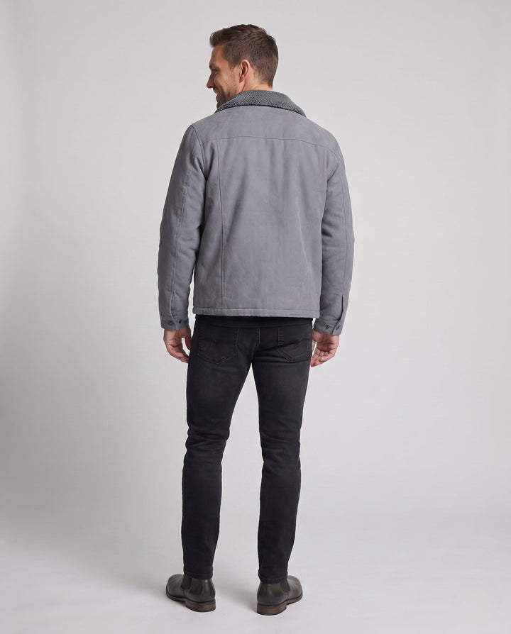 Herr Isolerad Teddy Fleece Arbete Jacka med Ståkrage och Bröst Lock Ficka