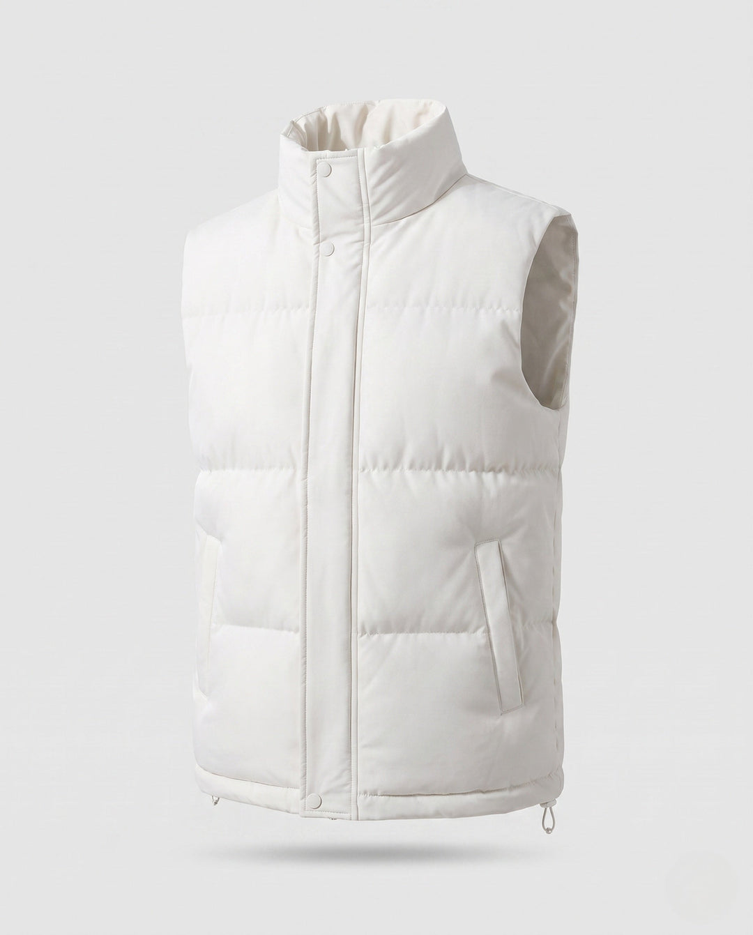 Herr Isolerande Puffer Väst med Extended Bak, Chin Guard, och Tvåvägsdragkedja
