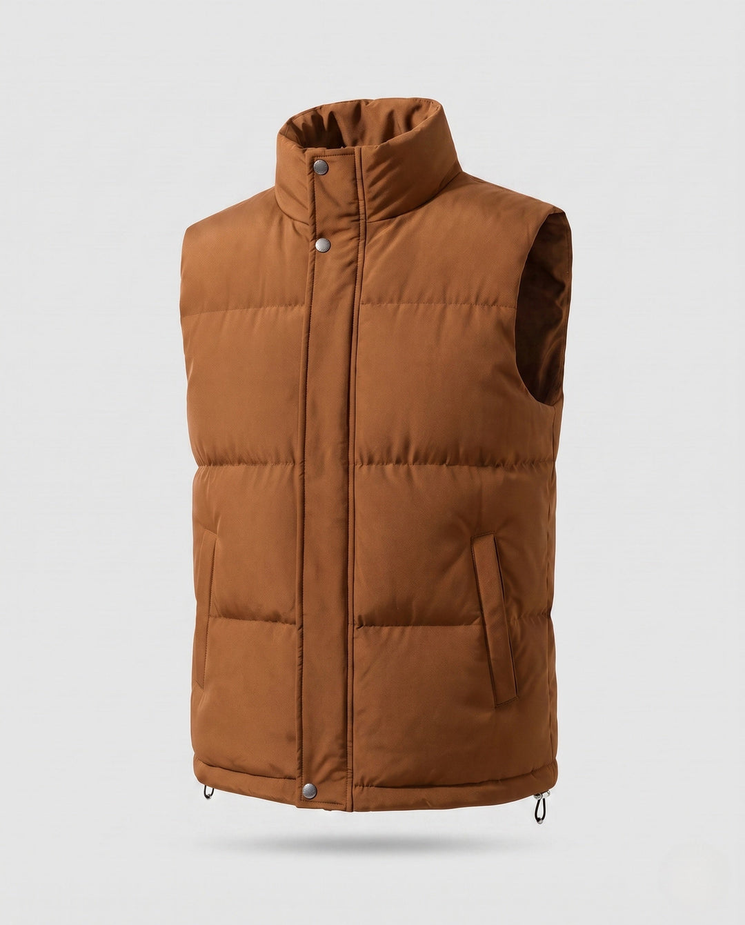 Herr Isolerande Puffer Väst med Extended Bak, Chin Guard, och Tvåvägsdragkedja