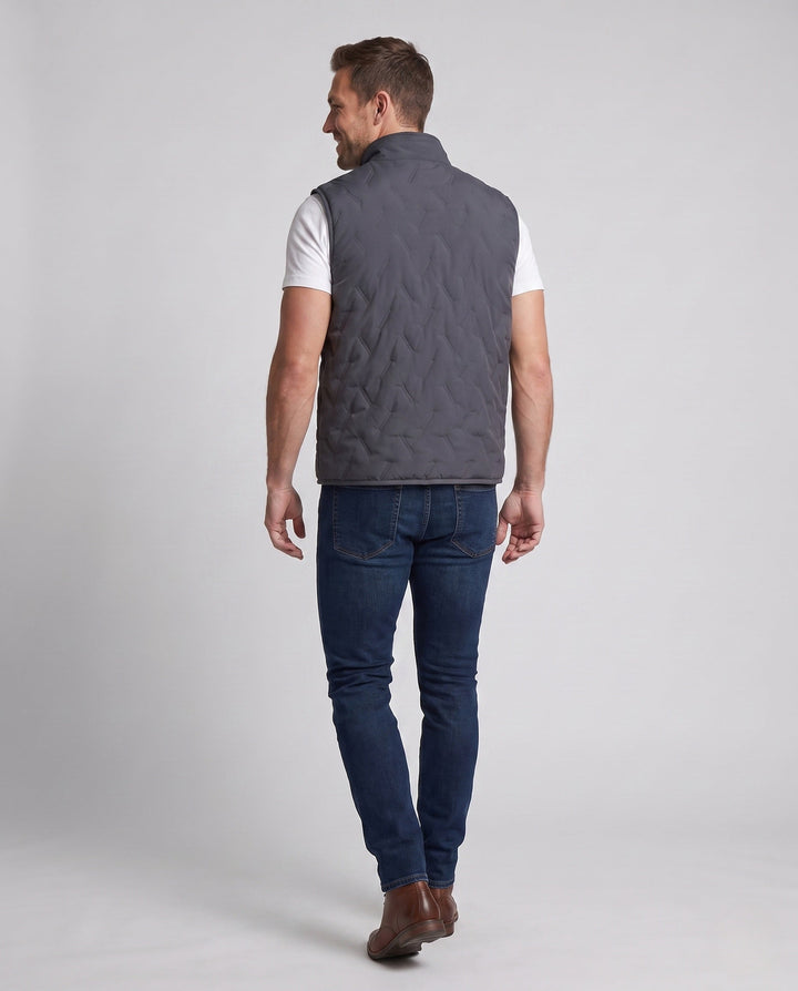 Herr Värmande Quiltad Fleece Inner Väst med Teddyfoder, Dold Dragkedja och Praktisk Sidofickor
