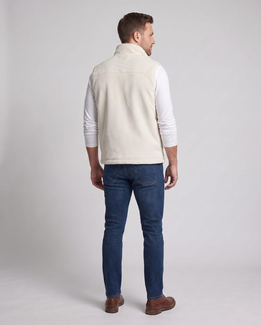 Herr värming Sherpa fleece väst med hel dragkedja och utanpåfickor