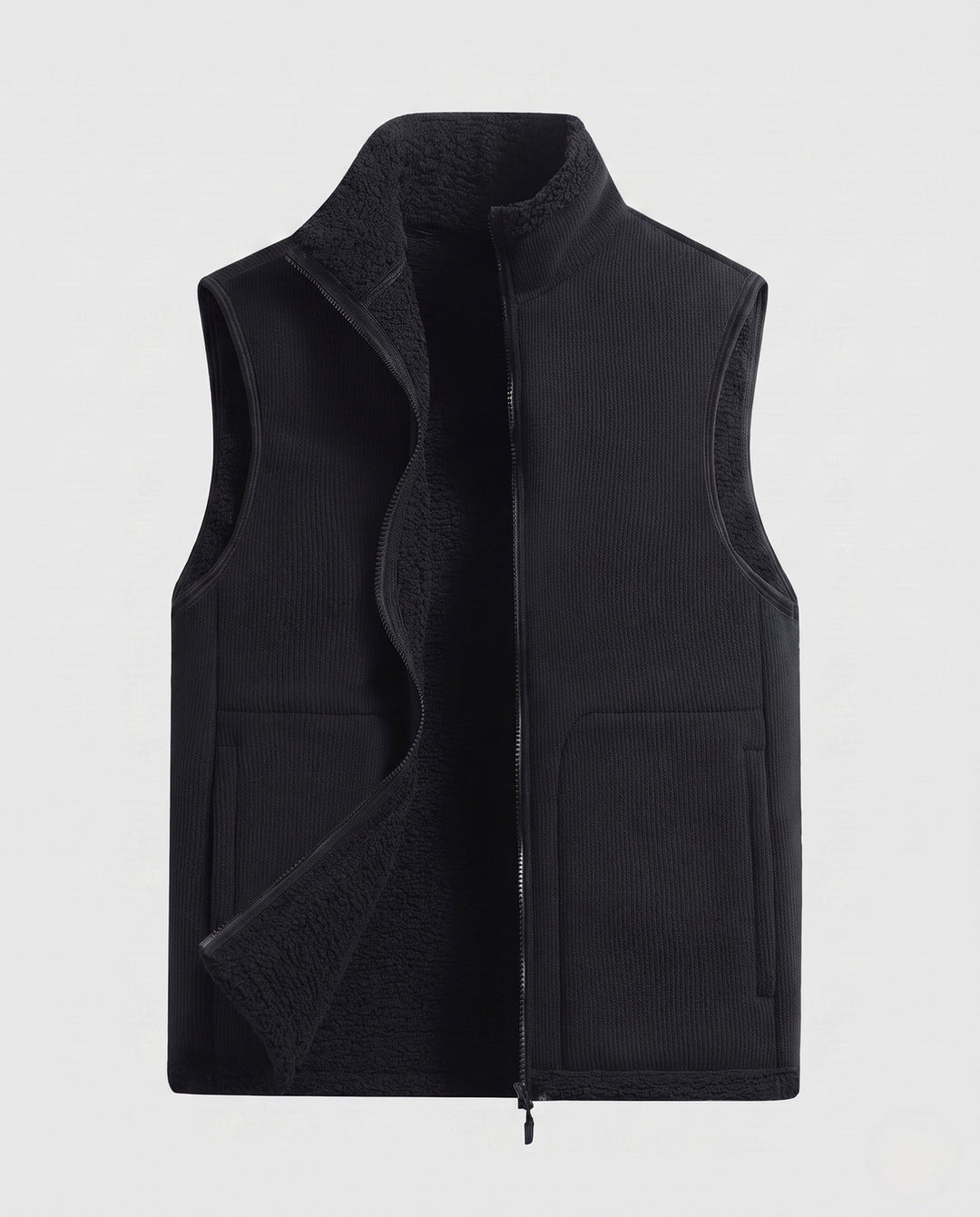 Herr värming Sherpa fleece väst med hel dragkedja och utanpåfickor