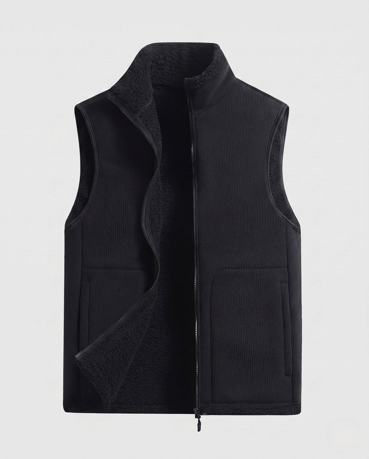 Herr värming Sherpa fleece väst med hel dragkedja och utanpåfickor