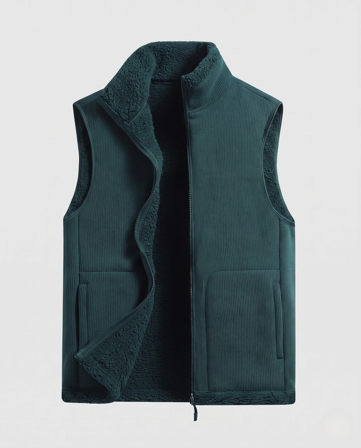 Herr värming Sherpa fleece väst med hel dragkedja och utanpåfickor