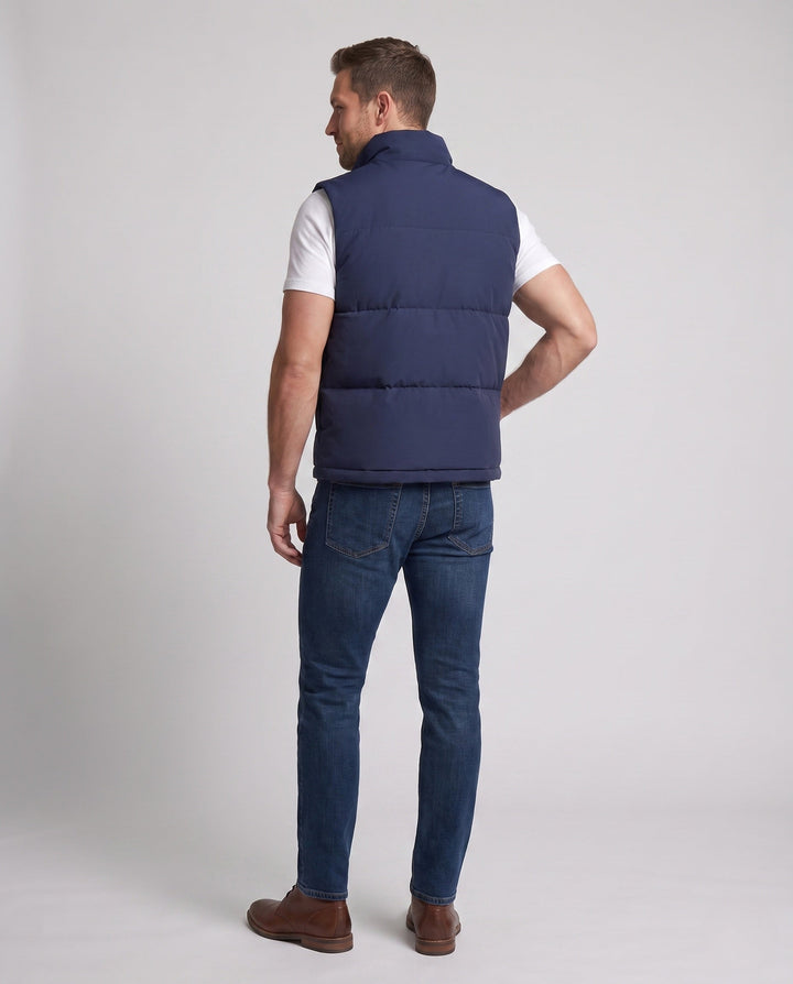 Herr Vindtät Quiltad Thermo Isolering Väst med Hög Ståkrage