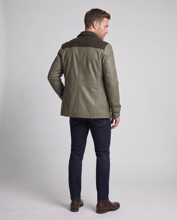 Herr Fältjacka med Manchester Kant, Zippered Bröstficka, och Rutig Foder