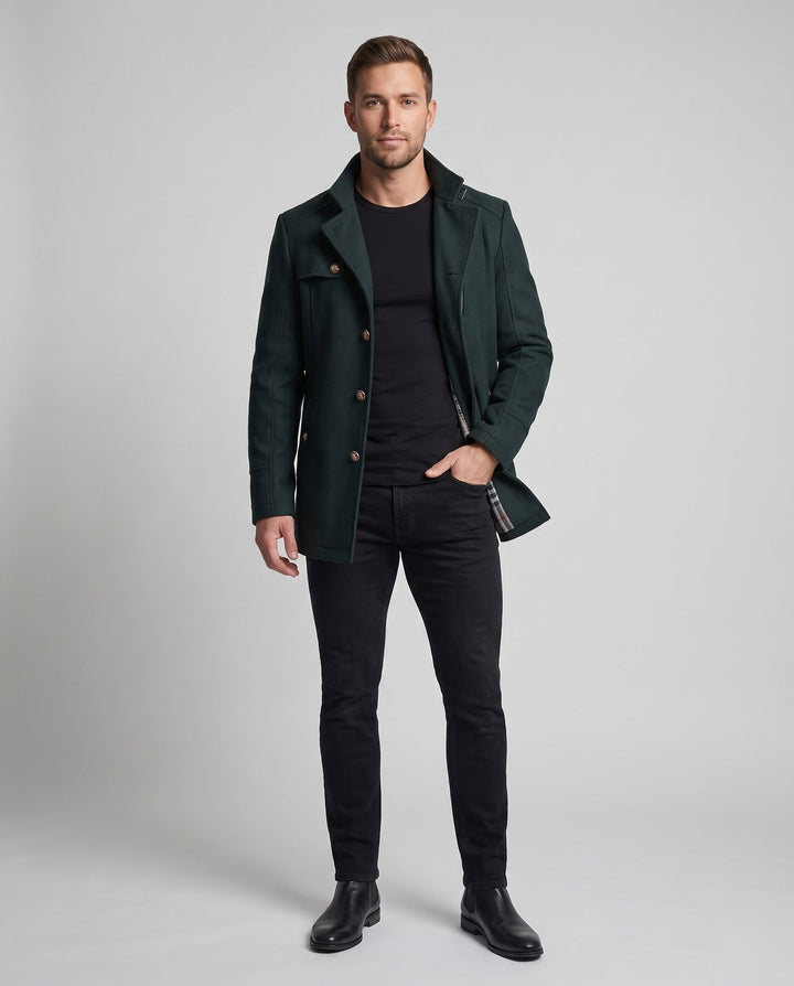 Herr Övergångsjacka i Fieldcoat Stil med Patterned Foder