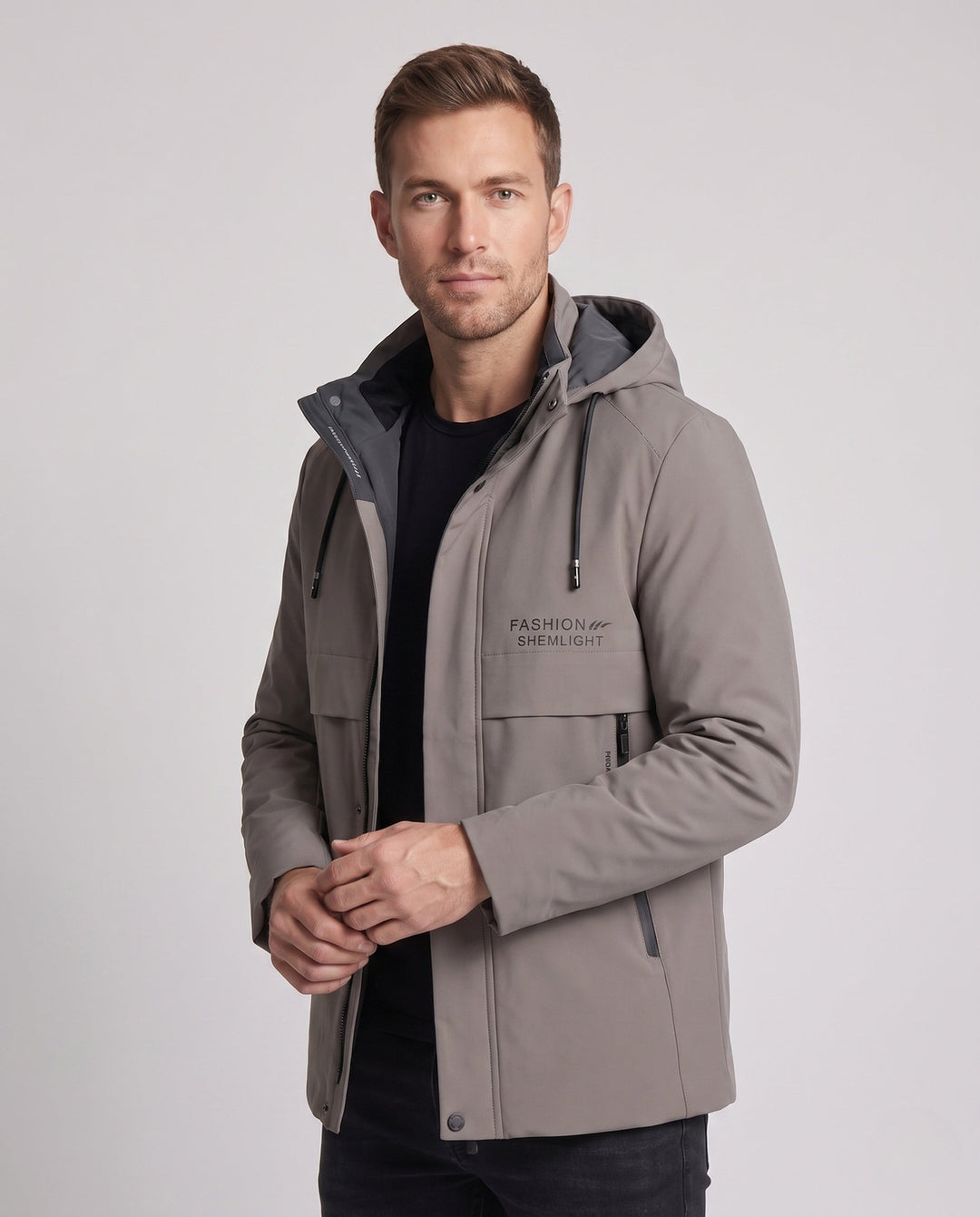 Herr Water-Repellent med Huva Kappa med Termisk Foder och Smooth Inner Foder