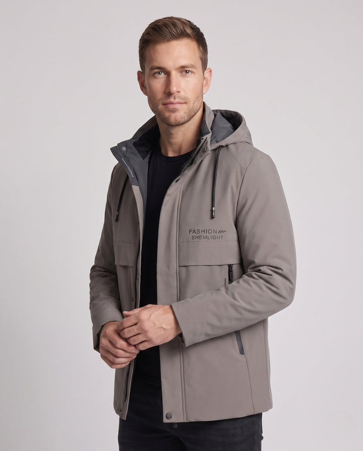 Herr Water-Repellent med Huva Kappa med Termisk Foder och Smooth Inner Foder