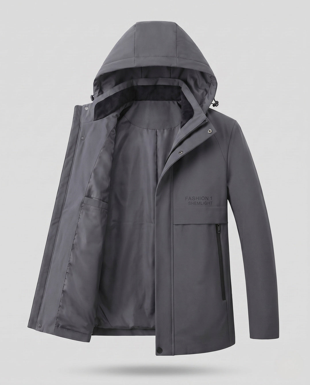 Herr Water-Repellent med Huva Kappa med Termisk Foder och Smooth Inner Foder
