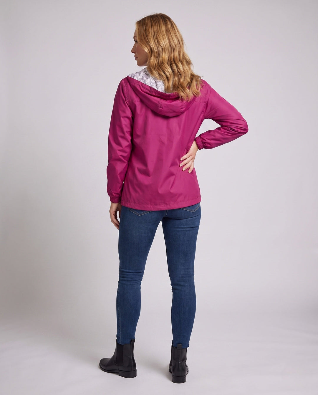 Dam lätt Hooded vindjacka med Printed foder, Water-Resistant och Packable