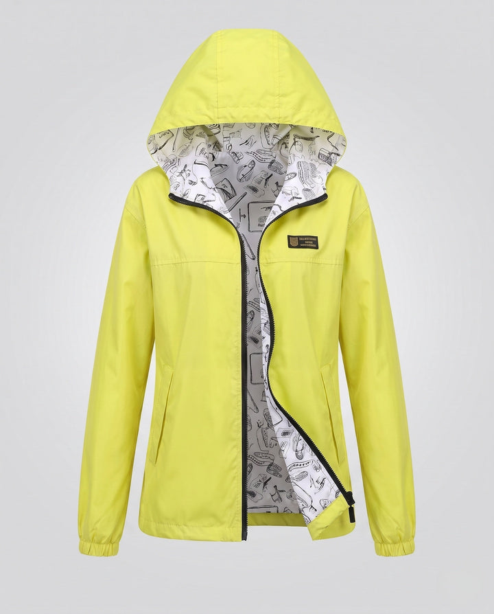 Dam Lätt med Huva Vind Jacka med Printed Foder, Vattenavvisande och Packable