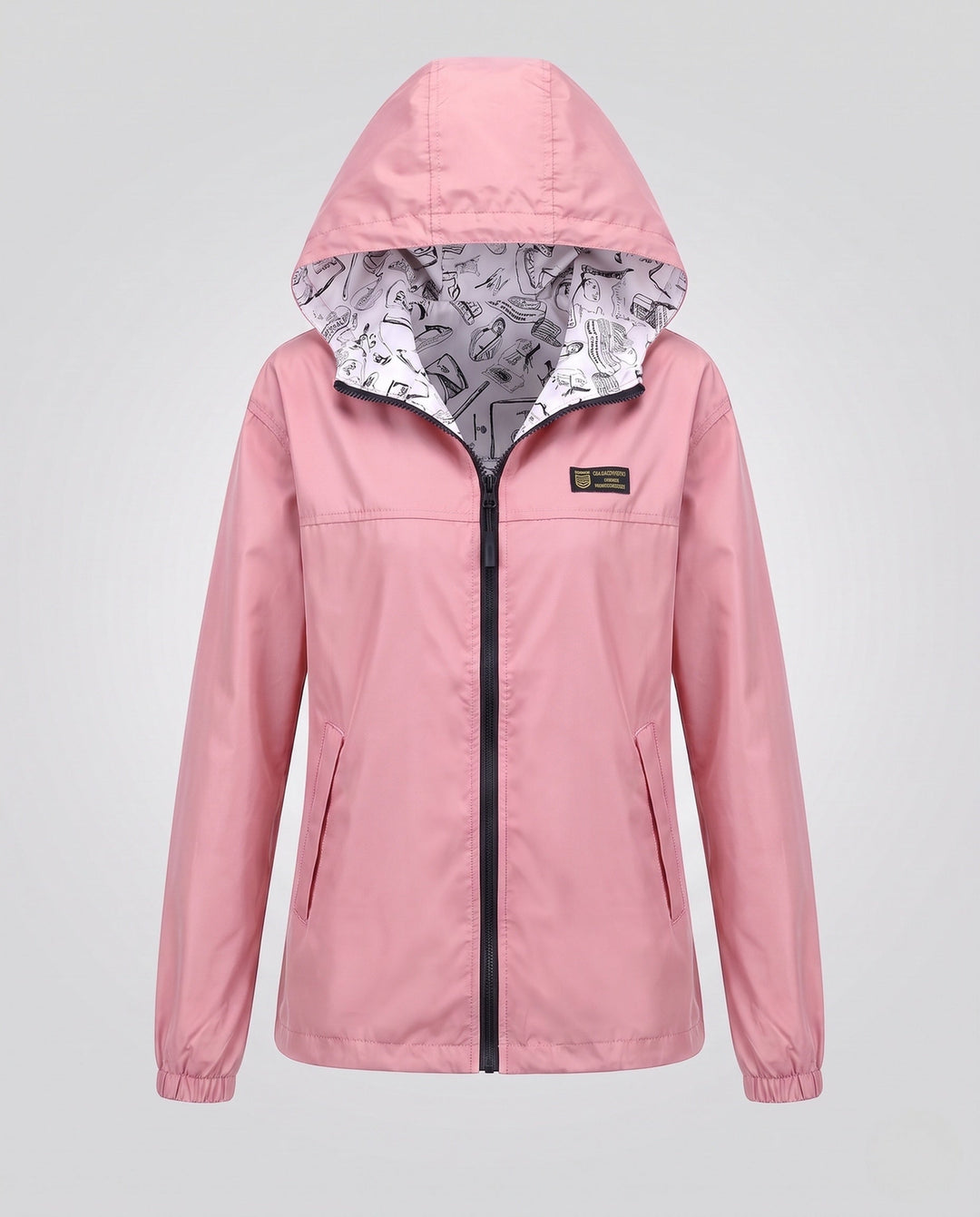 Dam Lätt med Huva Vind Jacka med Printed Foder, Vattenavvisande och Packable