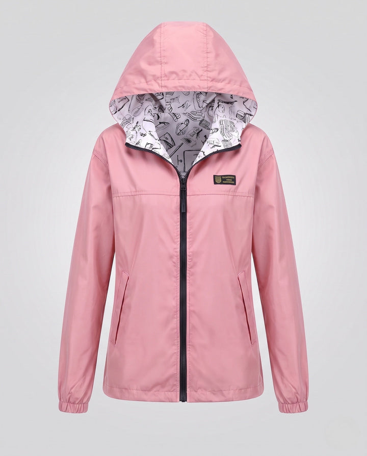 Dam Lätt med Huva Vind Jacka med Printed Foder, Vattenavvisande och Packable