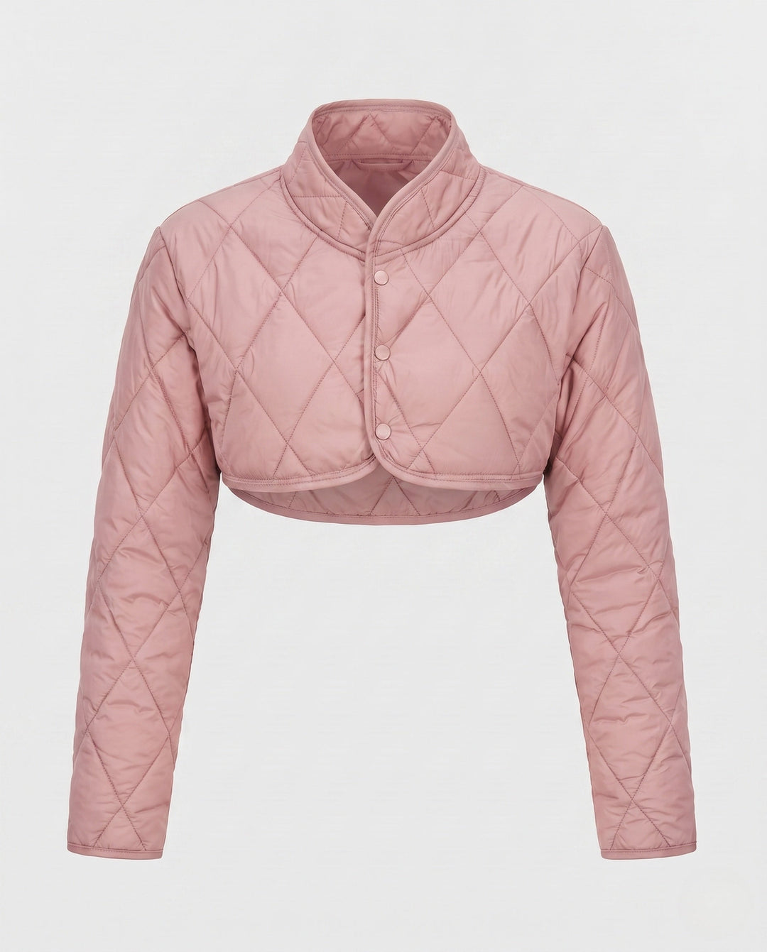 Dam Kort Quiltad Bolero Vadderad Jacka med Stå Krage
