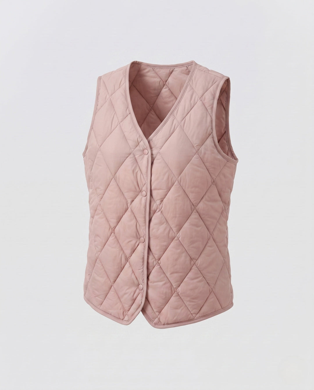 Dam Lightly Quiltad Transitional Väst med Tryckknapp Knapp Stängning