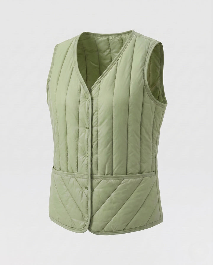 Dam Ultralight Quiltad Väst med Welt Fickor