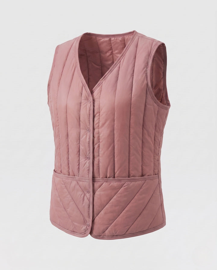 Dam Ultralight Quiltad Väst med Welt Fickor