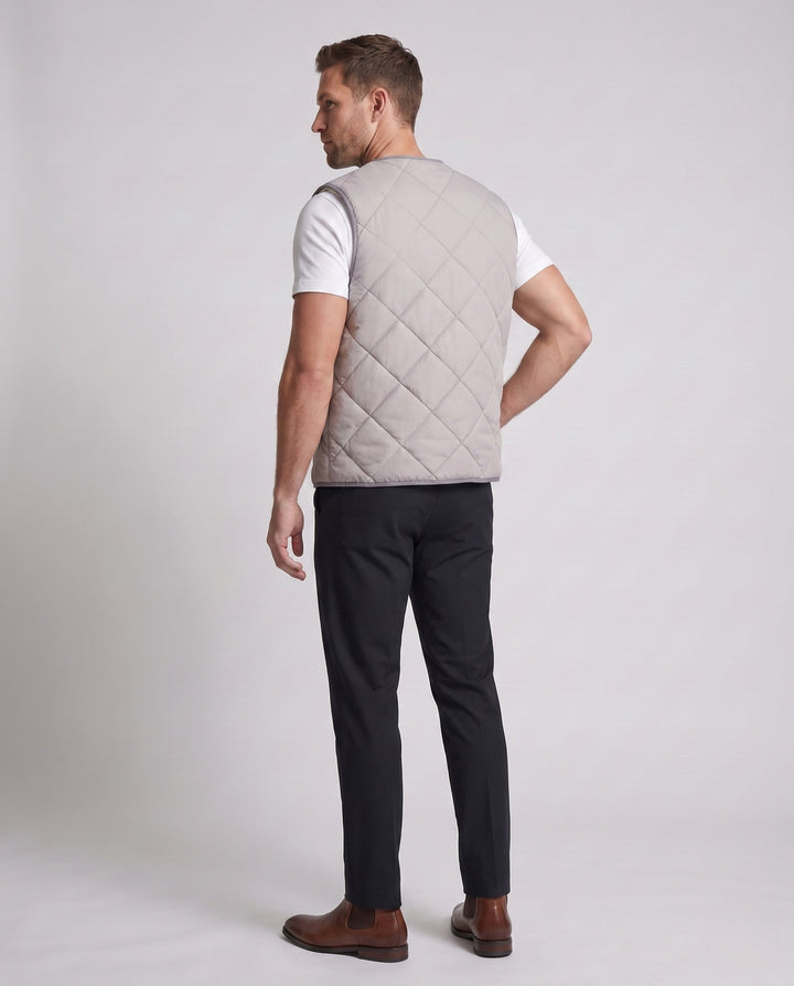 Herr quiltad Värmande väst med teddyfoder och Press Studs