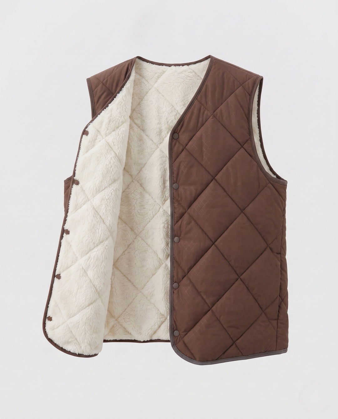 Herr quiltad Värmande väst med teddyfoder och Press Studs