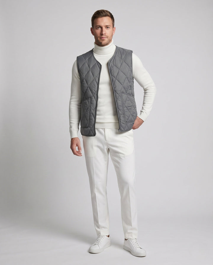 Herr lätt quiltad väst med Diamond Quilting och Dragkedja