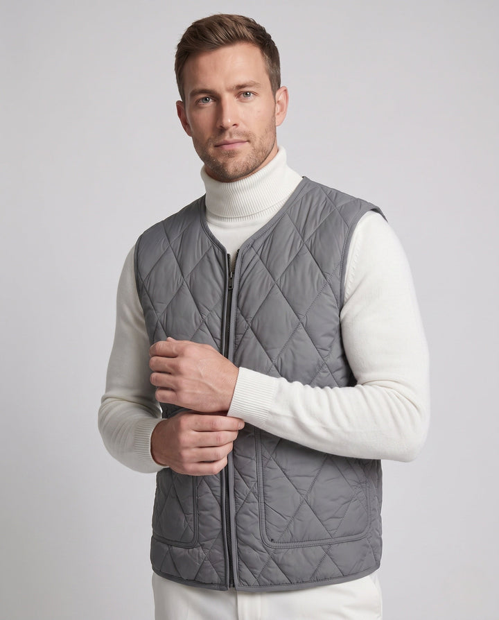 Herr lätt quiltad väst med Diamond Quilting och Dragkedja