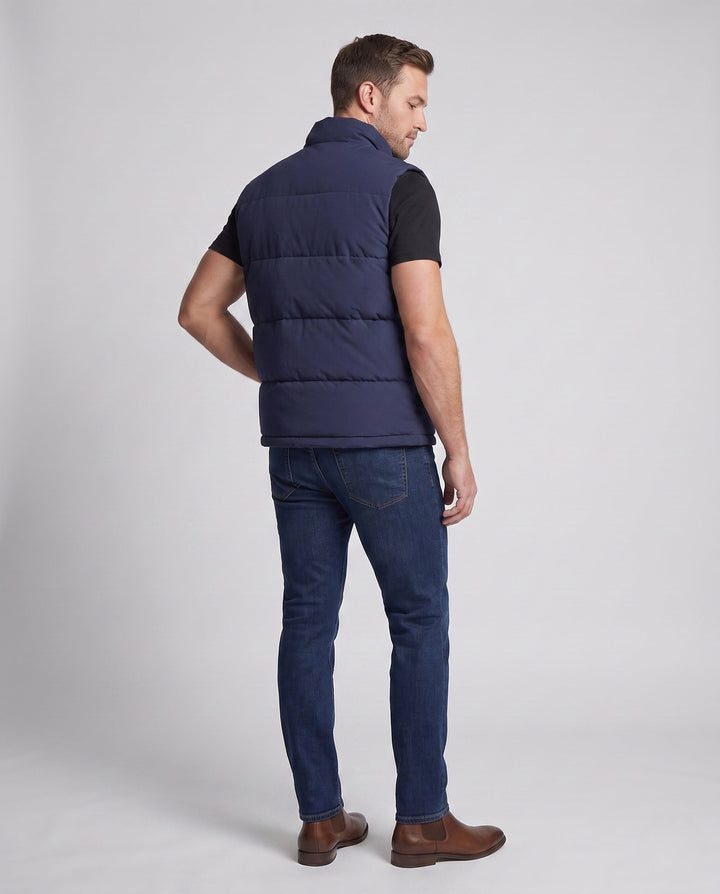 Herr Minimalistisk Thermo Quiltad Väst med Vattenavvisande Yta och Justerbar Fåll