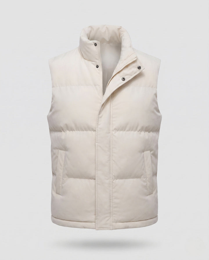 Herr Minimalistisk Thermo Quiltad Väst med Vattenavvisande Yta och Justerbar Fåll