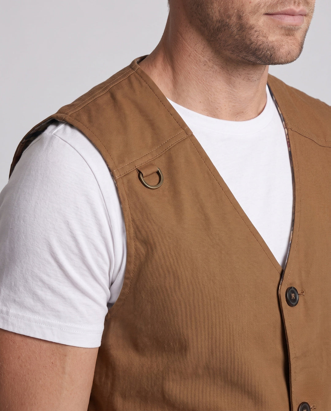 Herr robust Canvas Funktion väst med Rutig innerfoder och D-Ring